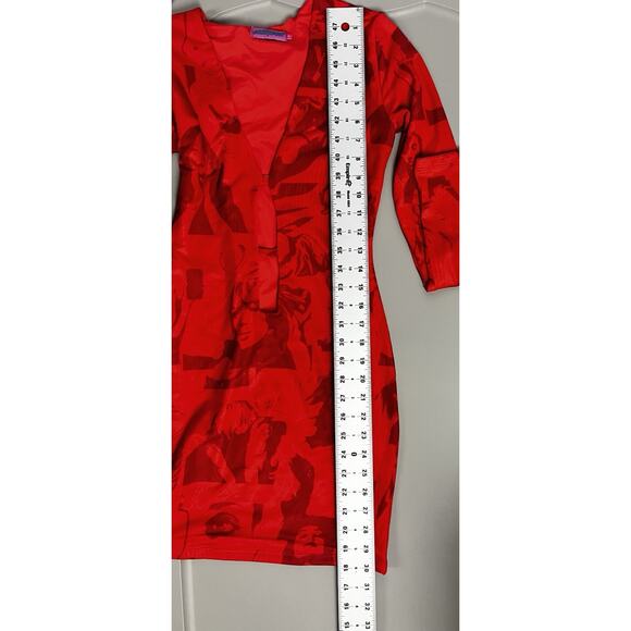 Edikted Dolls Kill Pop Art Girly Goth Red Cutout Bodycon Mini Dress Size S - Picture 9 of 9